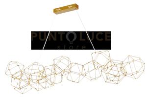 Lampada a sospensione lineare lucciola 14 ottone, led 3000k 67,2w, 