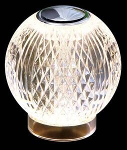 Lampada da tavolo diamante, acrilico trasparente, struttura cromata
