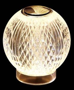 Lampada da tavolo diamante, acrilico trasparente, struttura dorata