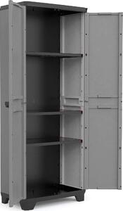 KETER Armadio da Esterno / Balcone in Resina/Plastica Antipioggia 2 ante 3 ripiani Dimensioni 68x39x173 cm colore Grigio/Nero