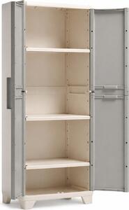 KETER Armadio da Esterno / Balcone in Resina Antipioggia 2 ante 3 ripiani Dimensioni 68x39x173 cm colore Beige - Wood