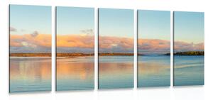 Quadri 5 pezzi – Lago e tramonto