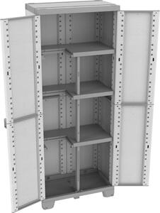 TERRY Armadio da Esterno Portascope in Plastica Antipioggia 2 ante 3 ripiani Dimensioni 68x39x172 cm colore Grigio - Sequoia