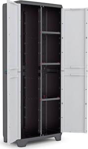 KIS Armadio da Esterno Portascope in Plastica Antipioggia 2 ante 3 ripiani Dimensioni 39x68x173 cm colore Nero/Bianco - Linear