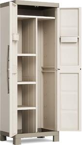 KETER Armadio da Esterno Portascope in Plastica Antipioggia 2 ante 4 ripiani Dimensioni 65x45x182 cm colore Beige/Grigio