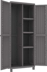 TERRY Armadio da Esterno Portascope in Resina Antipioggia 2 ante 3 ripiani Dimensioni 68x39x170 cm colore Tortora - Wood