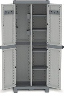 TERRY Armadio da Esterno Portascope in Resina Antipioggia 2 ante 4 ripiani Dimensioni 70x44x181 cm colore Grigio - Wave Base