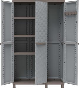 TERRY Armadio da Esterno Portascope in Plastica Antipioggia 3 ante 3 ripiani Dimensioni 102x39x170 cm colore Grigio/Tortora