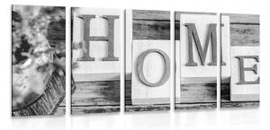 Quadri 5 pezzi – Lettere Home in bianco e nero
