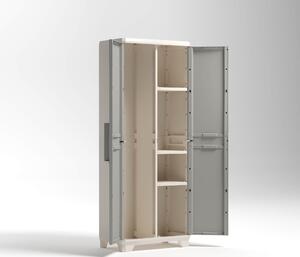 KETER Armadio da Esterno Portascope in Resina Antipioggia 2 ante 3 ripiani Dimensioni 68x39x173 cm colore Beige - Wood