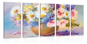 Quadri 5 pezzi – Dipinto a olio di fiori estivi