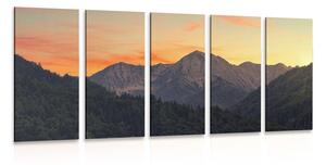 Quadri 5 pezzi – Tramonto sulle montagne