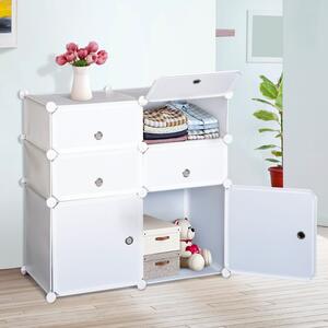 DecHome Armadio Guardaroba Scarpiera Modulare in Plastica 6 Cubi colore Bianco 75x37x73 cm