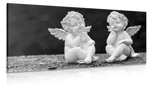 Stampa su tela – Coppia di piccoli angeli in bianco e nero