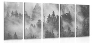 Quadri 5 pezzi – Montagne nella nebbia in bianco e nero