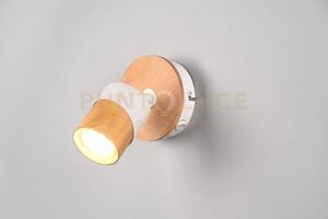 Aruni spot singolo orientabile metallo bianco e legno naturale h. 1