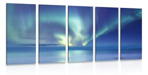 Quadri 5 pezzi – Aurora boreale sull'oceano