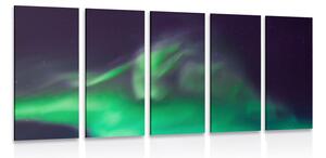 Quadri 5 pezzi – Aurora polare verde nel cielo