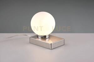 Davi ii lampada da tavolo acciaio sfera vetro bianco h.15cm 1 luce