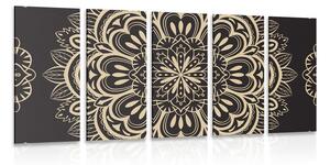 Quadri 5 pezzi – Mandala su sfondo nero
