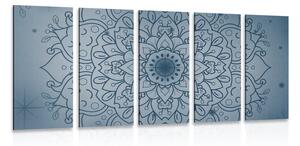 Quadri 5 pezzi – Fiore di Mandala blu scuro