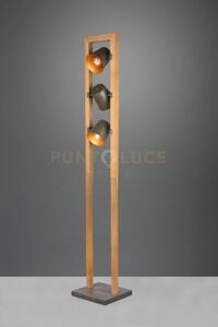 Bell piantana legno naturale 3 spots orientabili diffusori metallo 