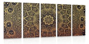 Quadri 5 pezzi – Mandala orientale dorato