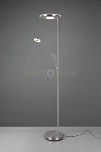 Barrie piantana led con lampada da lettura acciaio satinato dimmera
