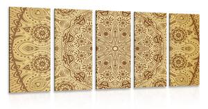 Quadri 5 pezzi – Mandala ornamentale con pizzo