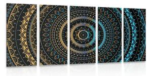 Quadri 5 pezzi – Mandala con motivo del sole