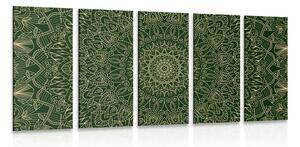 Quadri 5 pezzi – Mandala decorativo dettagliato in verde