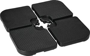 VivaGarden Base per Ombrellone Set 4 Pezzi Impilabili con Maniglie Integrate in HDPE 99.7x99.7x8.3 cm colore Nero