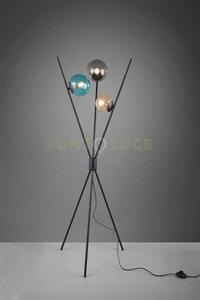 Lance piantana 3 aste nera con 3 sfere vetro multicolor attacco e14