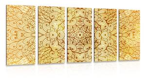 Quadri 5 pezzi – Mandala etnica dorata
