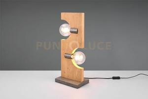Lampade da terra tailor 2 luci h.53cm legno naturale e metallo acci