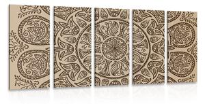 Quadri 5 pezzi – Mandala con motivo naturale astratto