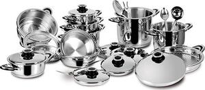 LAGOSTINA Batteria Pentole Induzione 24 Pezzi Antiaderenti Set Completo con Mestoli e Accessori in Acciaio Inox 18/10 - Dietetica