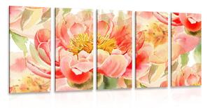 Quadri 5 pezzi – Peonie rosse