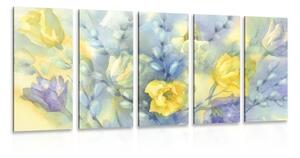 Quadri 5 pezzi – Tulipani gialli ad acquerello