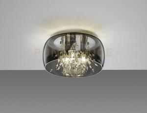 Crystel plafoniera metallo cromato vetro fume' cromato con decori e