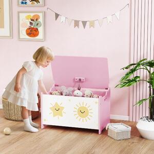 DecHome Baule Portagiochi con Coperchio per Bambini per Giocattoli e Vestiti, 60x37x39 cm colore Rosa