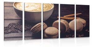 Quadri 5 pezzi – Caffè con macaron al cioccolato