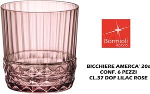 Bormioli Rocco Bicchiere America' 20S confezione 6 pezzi cl 37 Dof Lilac Rose - BO093919