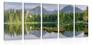 Quadri 5 pezzi – Splendido panorama montano al lago