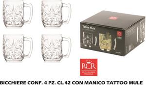 Rcr Cristallerie Bicchiere confezione 4 pezzi cl 42 con Manico Tattoo Mule - RCR274420