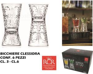 Rcr Cristallerie Bicchiere confezione 6 pezzi cl 3+6 Tattoo Clessidra Rcr - RCR269839
