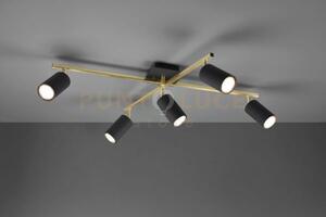 Marley plafoniera 2 barre orientabili oro con 5 spots cilindri nero