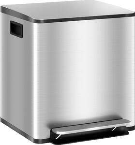 DecHome Bidone Immondizia a 2 Sezioni da 15L a Pedale con Coperchio Silenzioso in Acciaio Inox e PP 41.8x36.7x44 cm - SRA463F