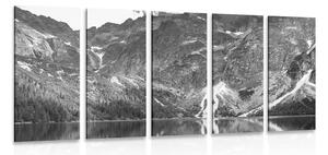 Quadri 5 pezzi – Morskie Oko nei Tatra in bianco e nero
