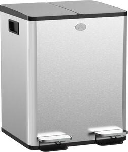 DecHome Bidone Immondizia a 2 Sezioni da 20L con Chiusura Silenziosa in Acciaio Inox e PP 45.8x36x51.6 cm - SRA465F